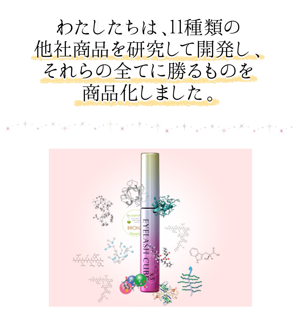 11種類の他社商品を研究して開発し、それらの全てに勝るものを商品化しました。