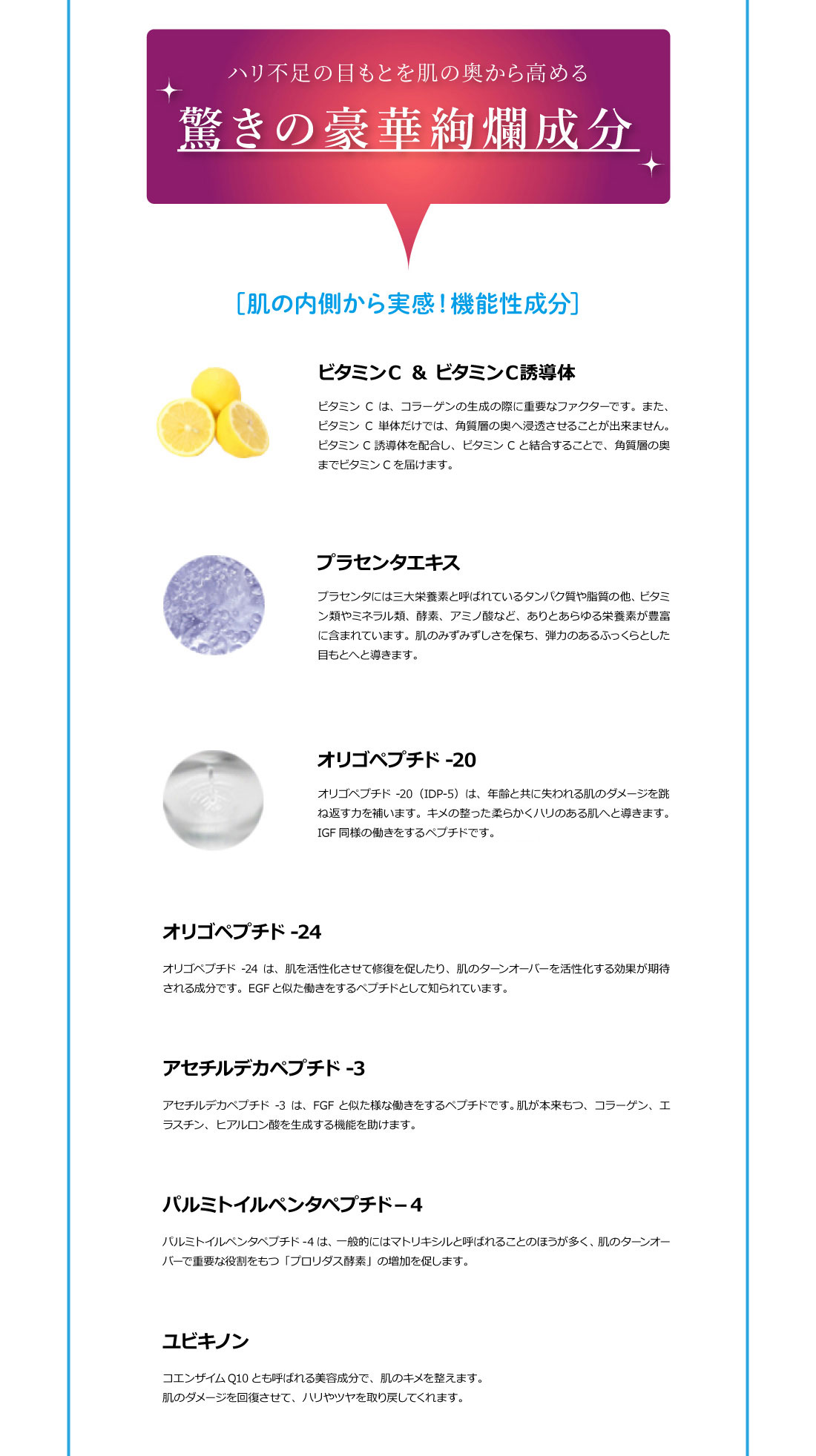 肌の内側から実感！機能性成分